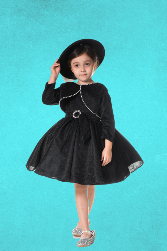 Ready-to-Ship ★ Audrey Black Lurex Set (Cropped Jacket + Dress)