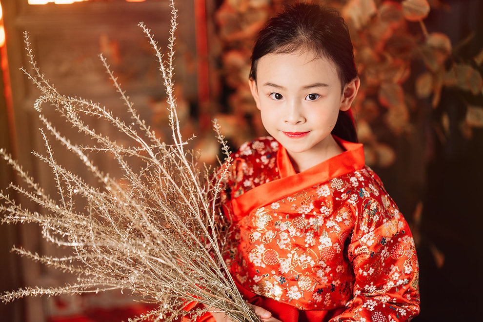 (SOLD OUT) Jade Red & Gold Hanbok Set