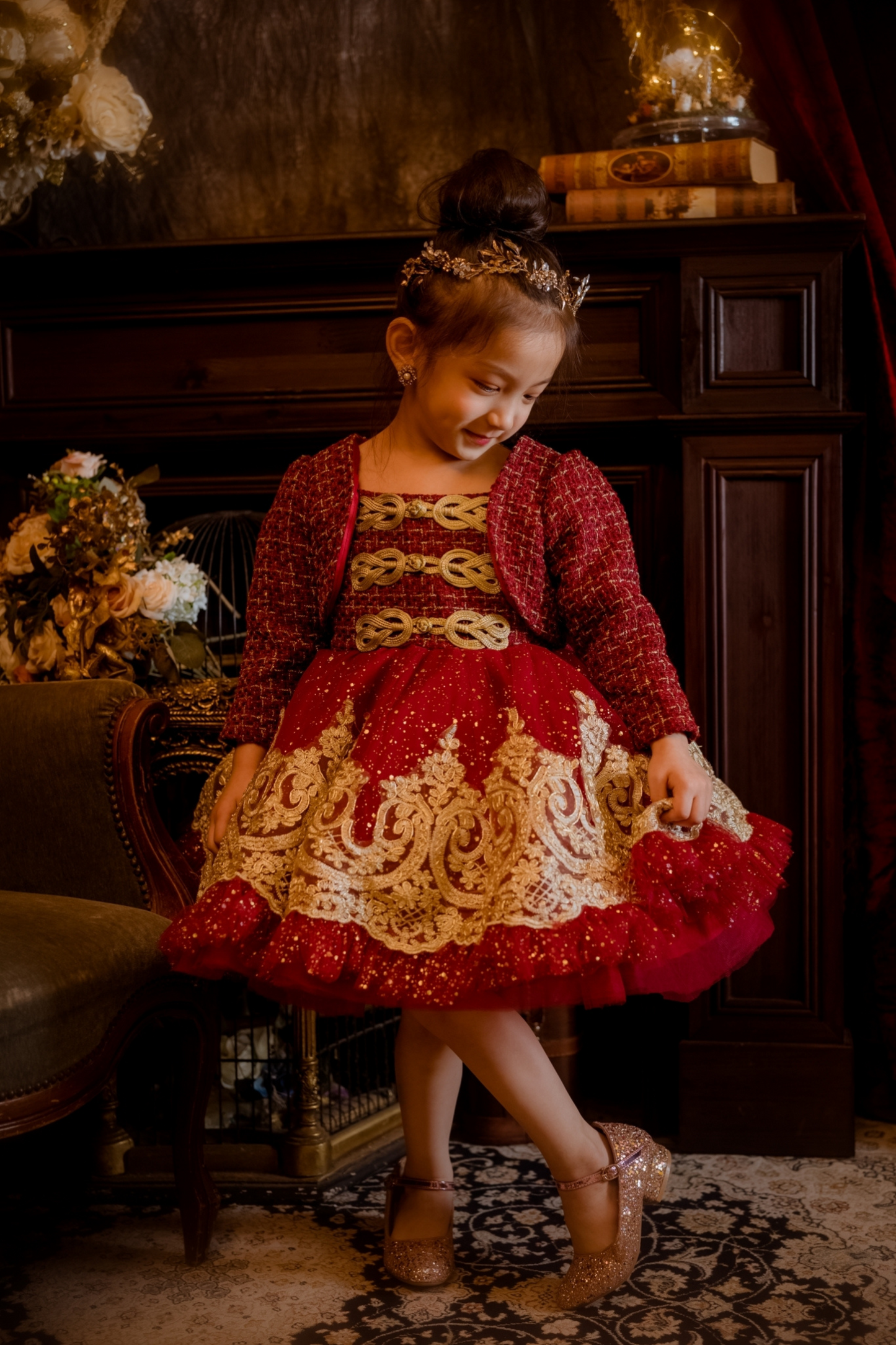 Champagne Nutcracker Set (Dress + Jacket)