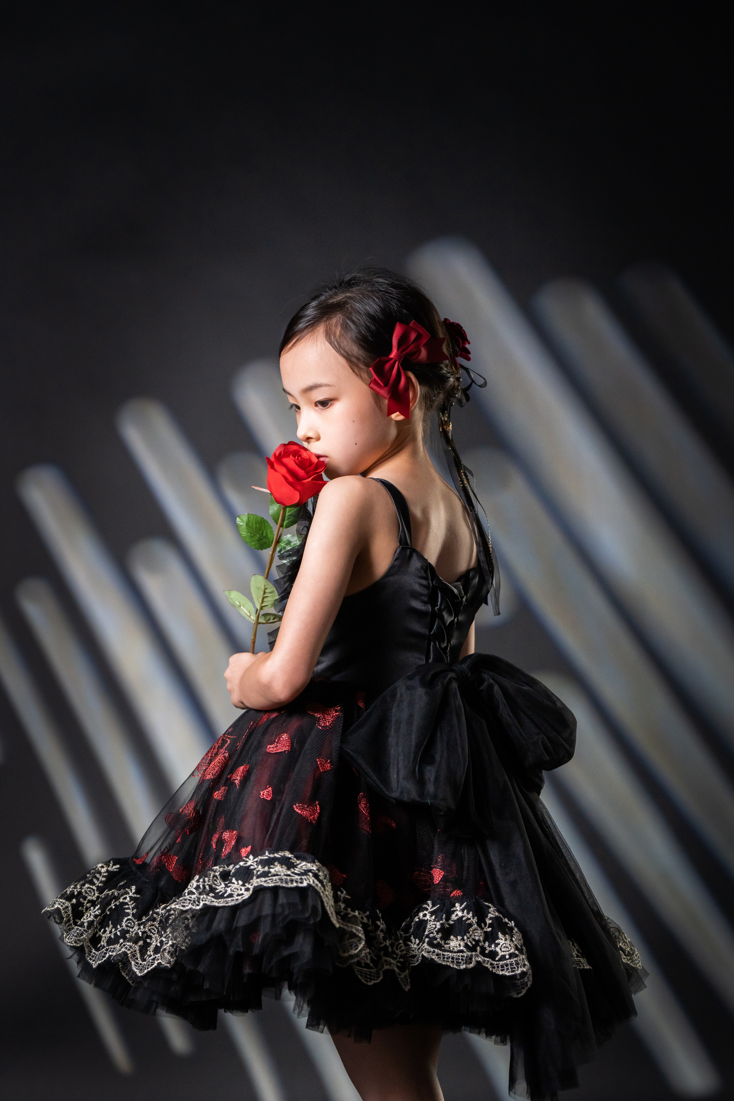 Ready-to-Ship ★ Gothic Heart Black & Red Heart Lace Dress