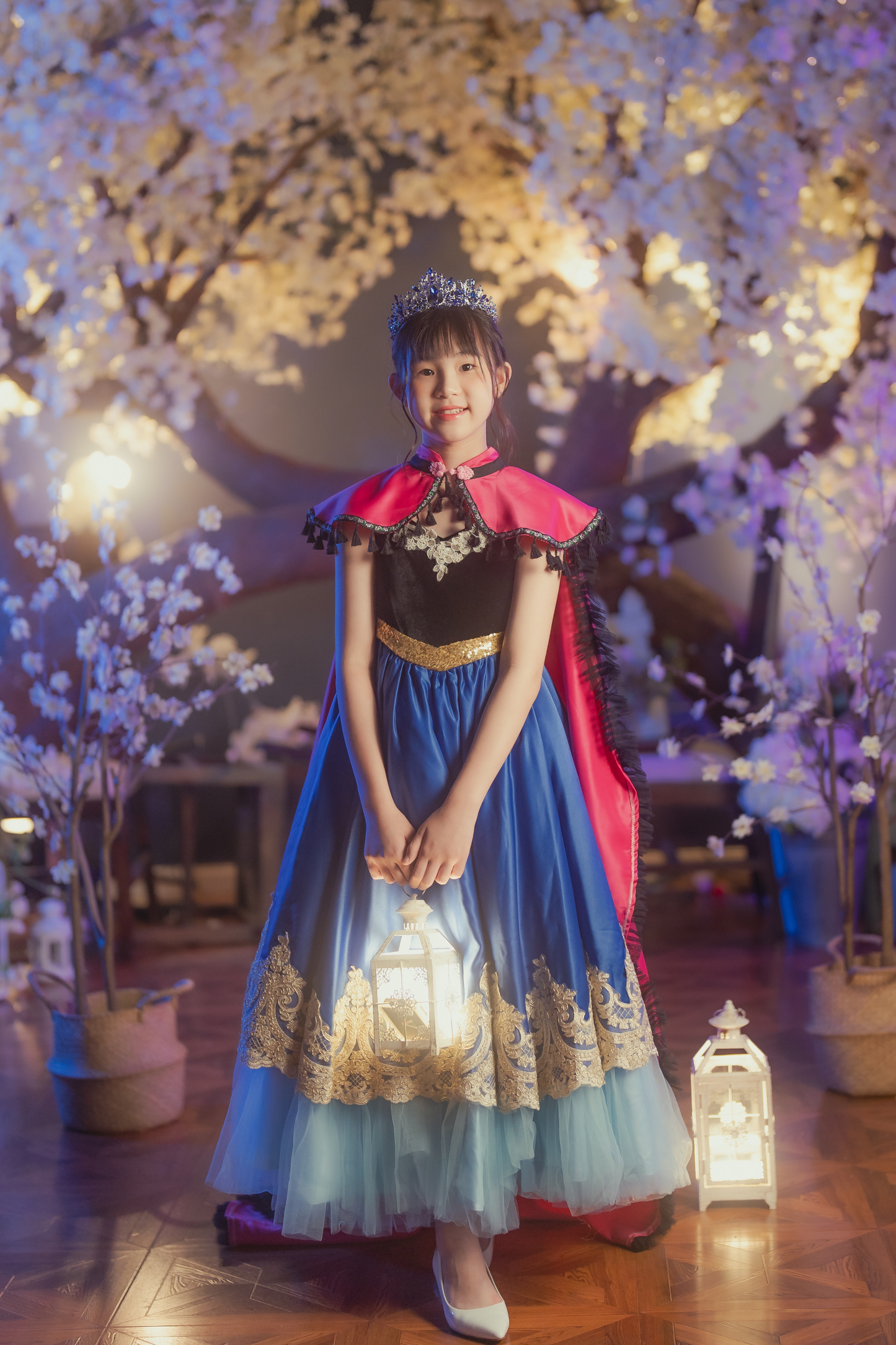 Anna Snow Blue Gown with Magenta Cape
