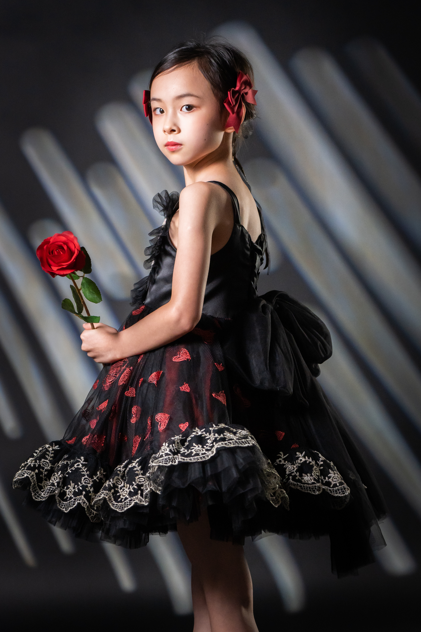 Ready-to-Ship ★ Gothic Heart Black & Red Heart Lace Dress