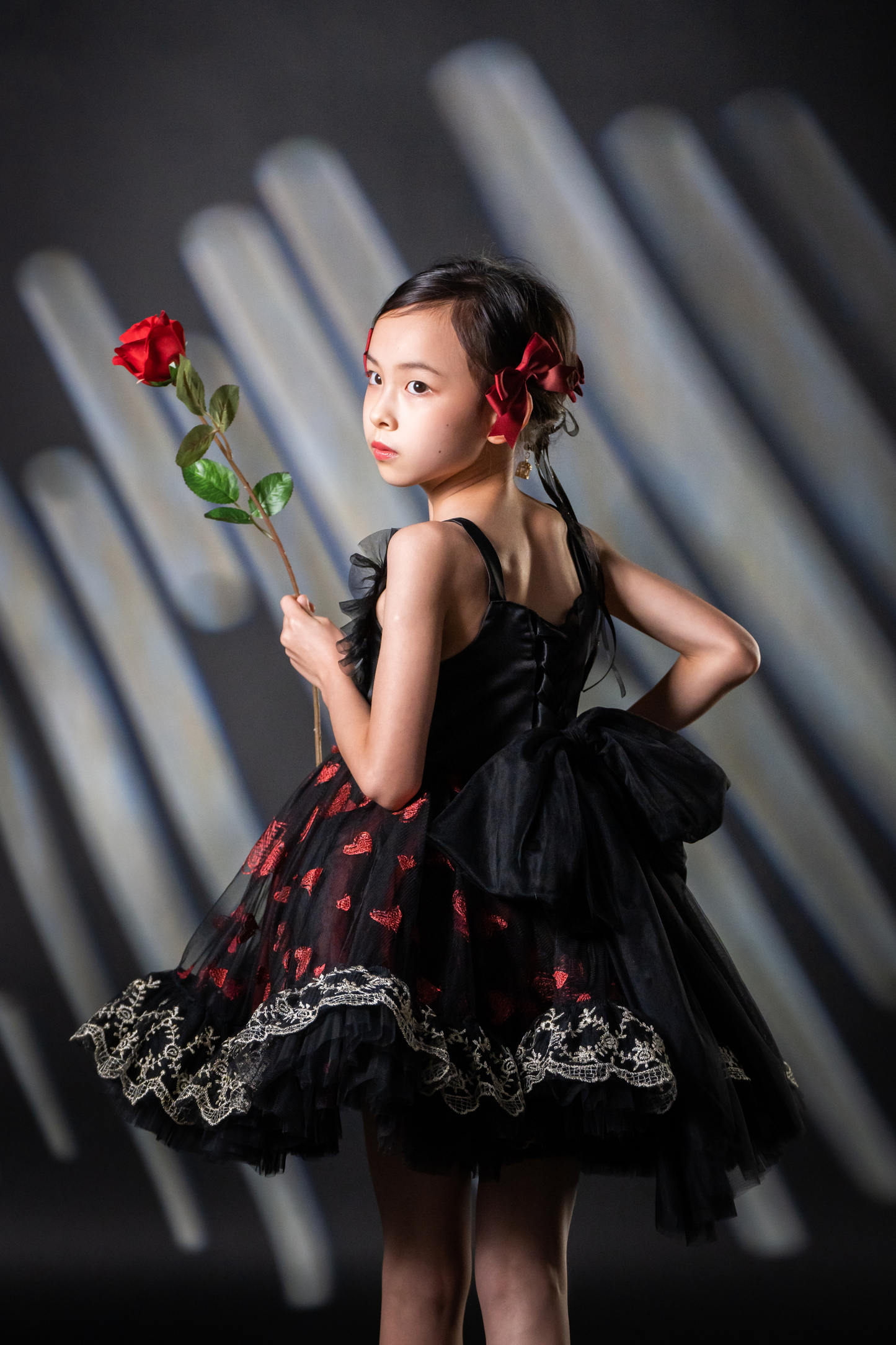 Ready-to-Ship ★ Gothic Heart Black & Red Heart Lace Dress