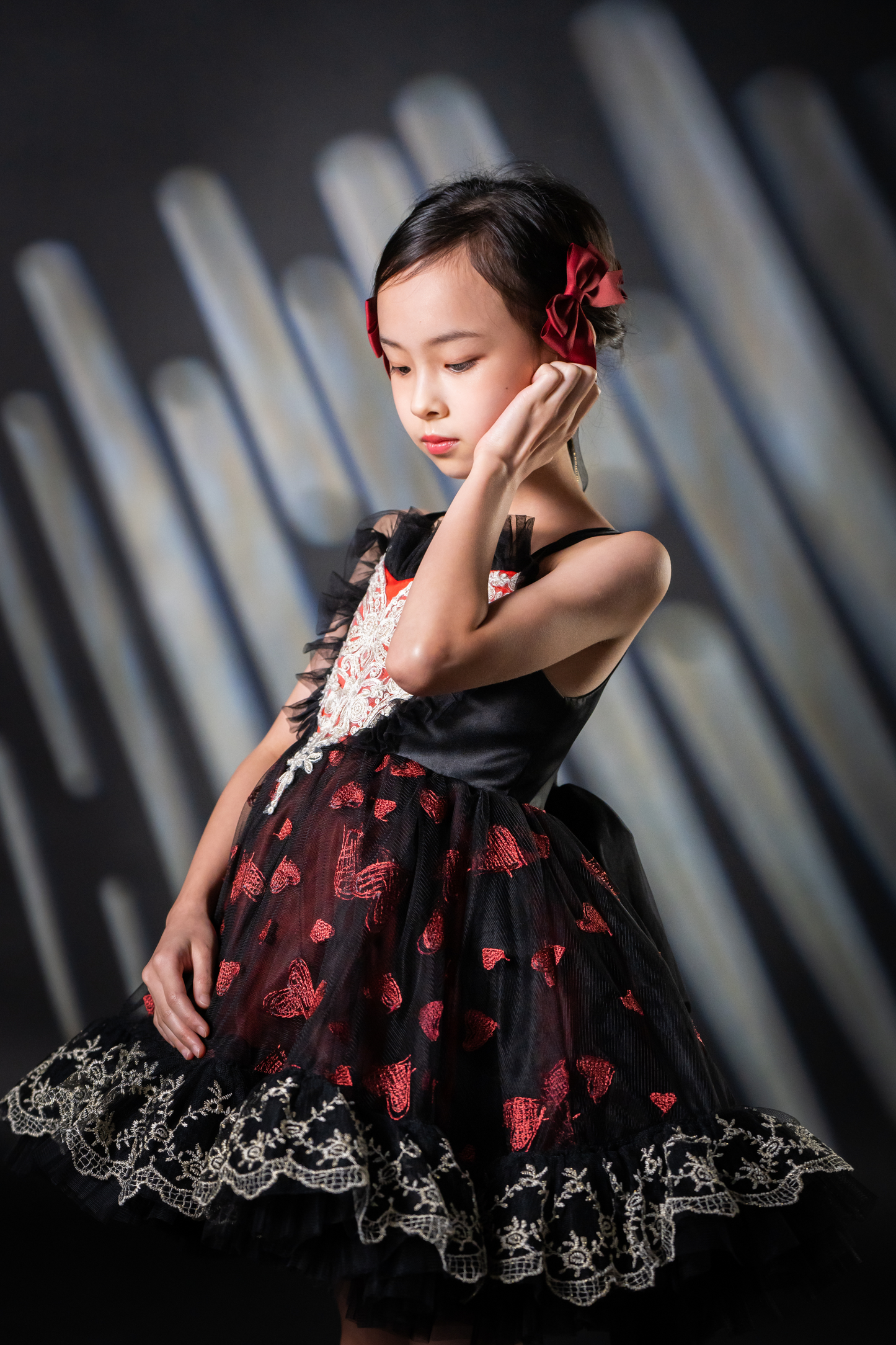 Ready-to-Ship ★ Gothic Heart Black & Red Heart Lace Dress