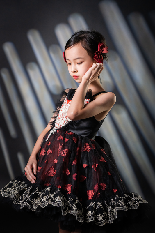 Ready-to-Ship ★ Gothic Heart Black & Red Heart Lace Dress