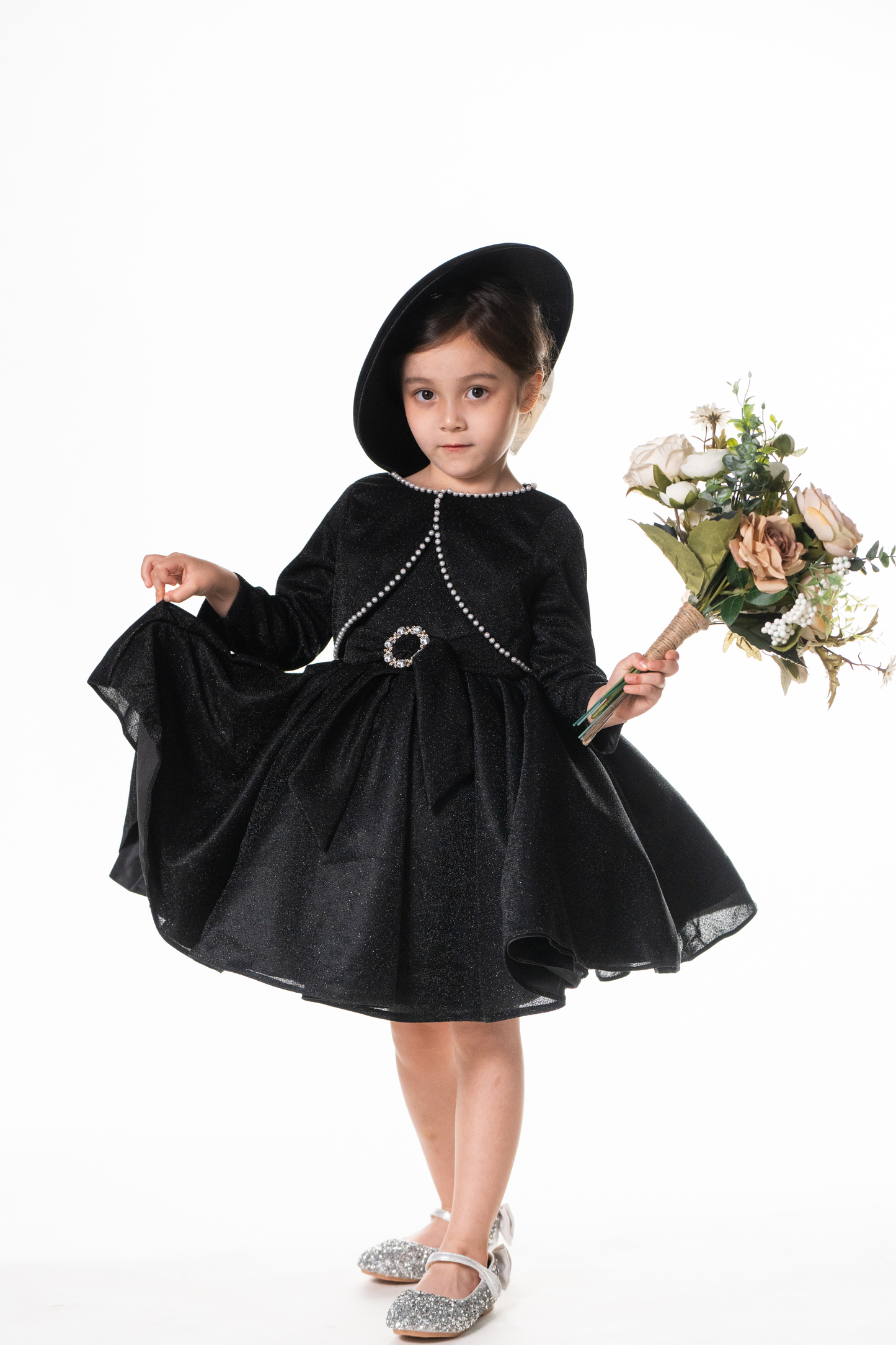 Ready-to-Ship ★ Audrey Black Lurex Set (Cropped Jacket + Dress)