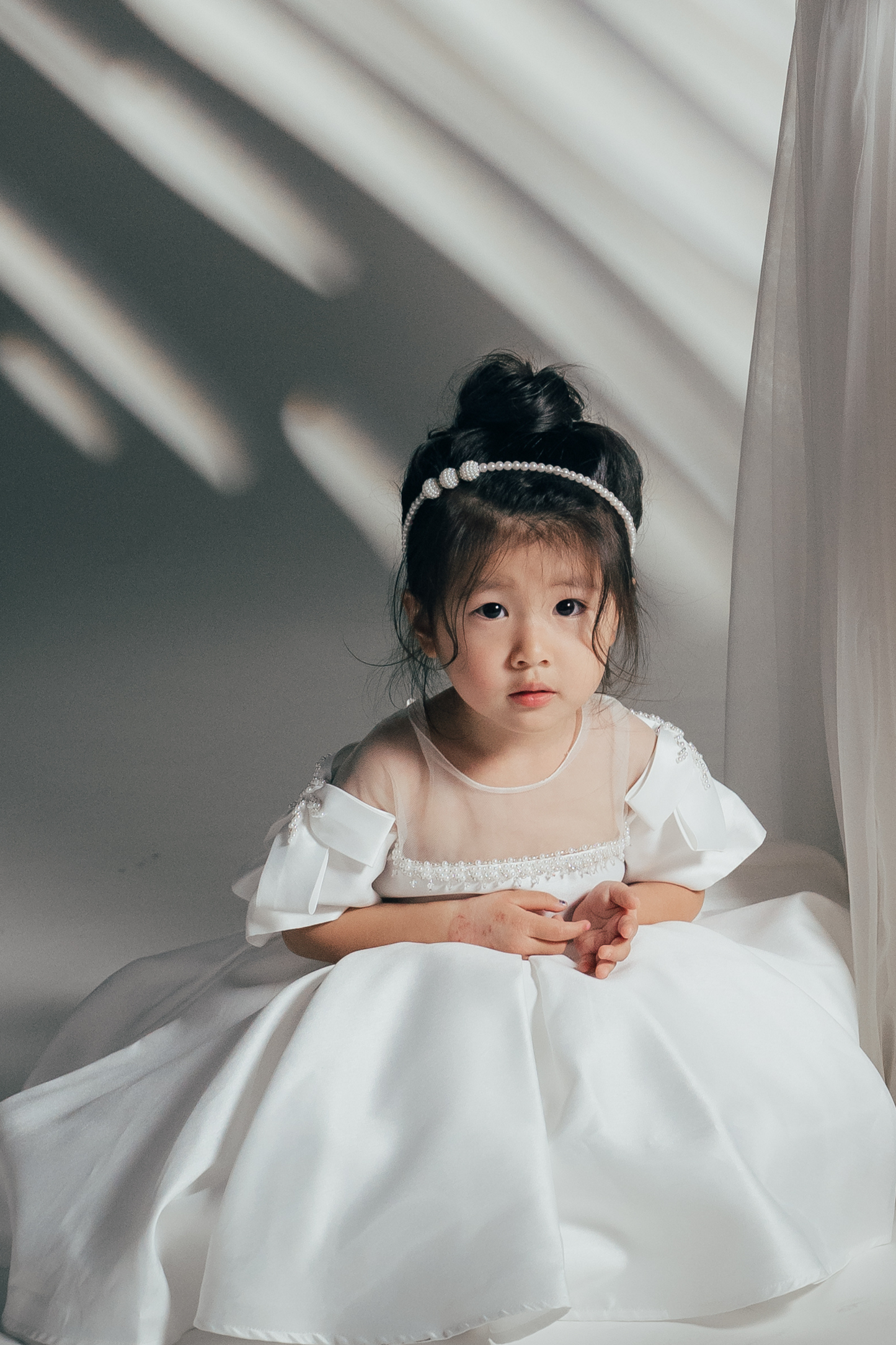 Sophia White Bow Satin Dress