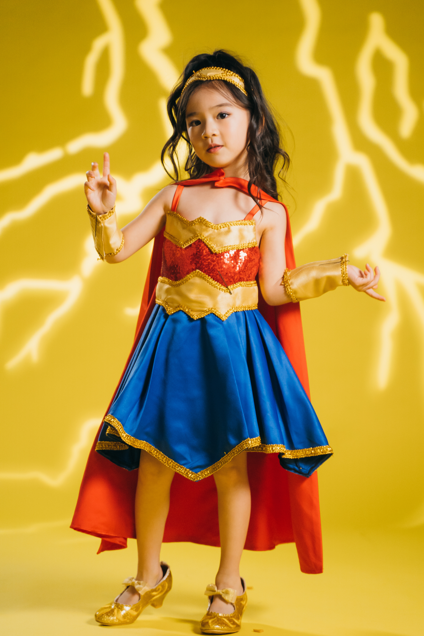 (SOLD OUT) Wonder Woman Set with Dress, Cape, Headband & Sleeves