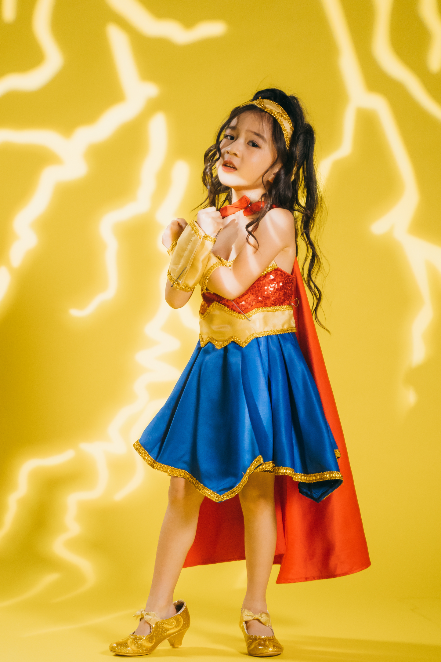 (SOLD OUT) Wonder Woman Set with Dress, Cape, Headband & Sleeves