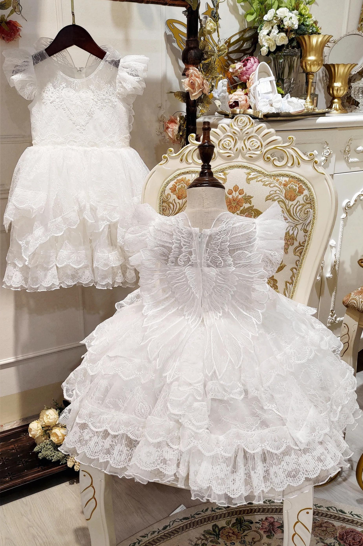 Ready-to-Ship ★ Cupid Angel Lace Dress (White)