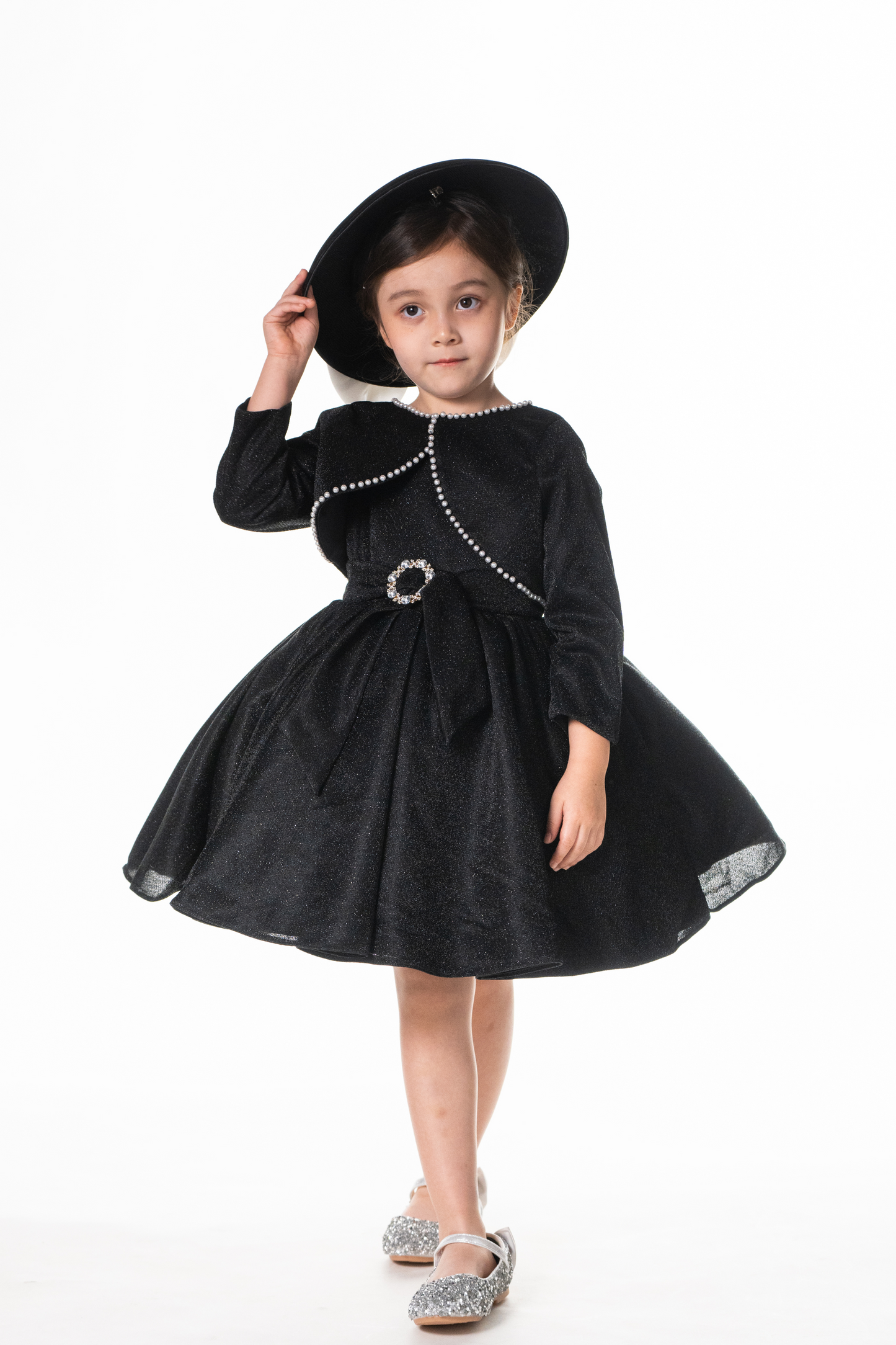 Ready-to-Ship ★ Audrey Black Lurex Set (Cropped Jacket + Dress)