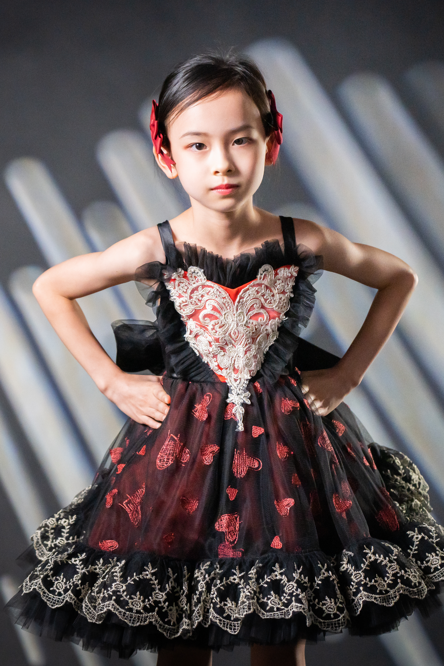 Ready-to-Ship ★ Gothic Heart Black & Red Heart Lace Dress