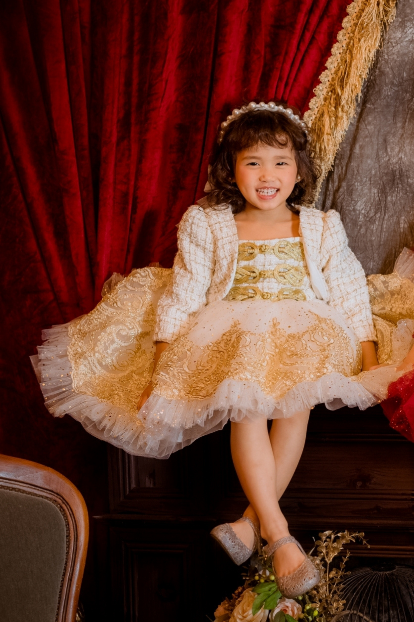 Wine Red Nutcracker Set (Dress + Jacket)