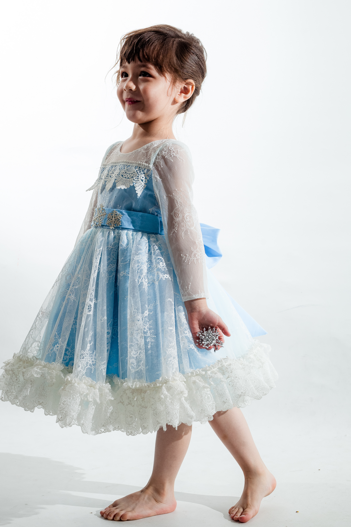 Blue Elsa Long Sleeves Lace Dress