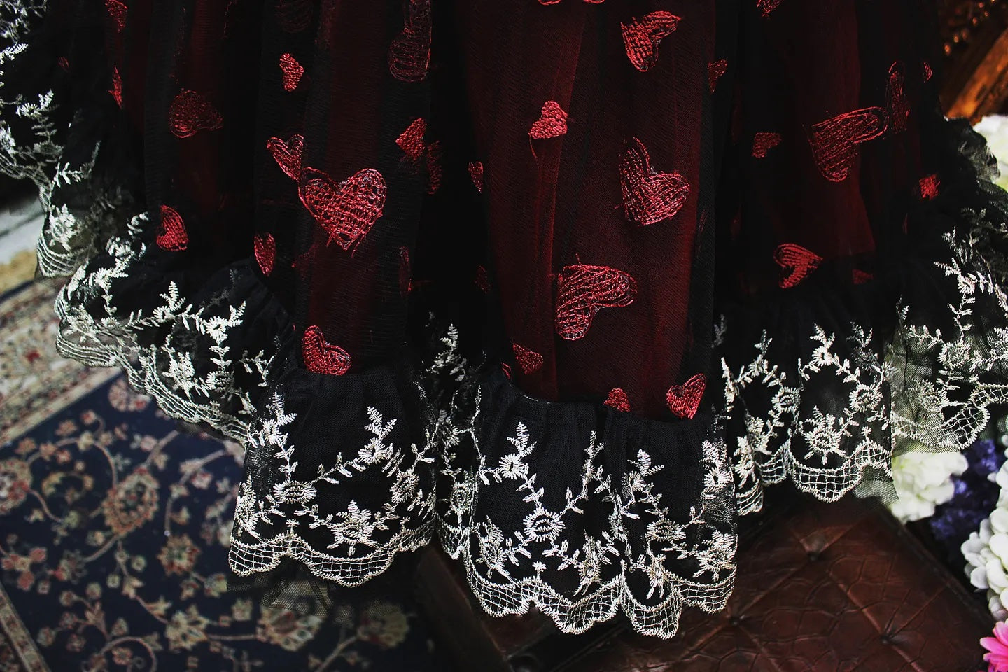Ready-to-Ship ★ Queen of Hearts Red & Black Lace Set (Dress & Coat)