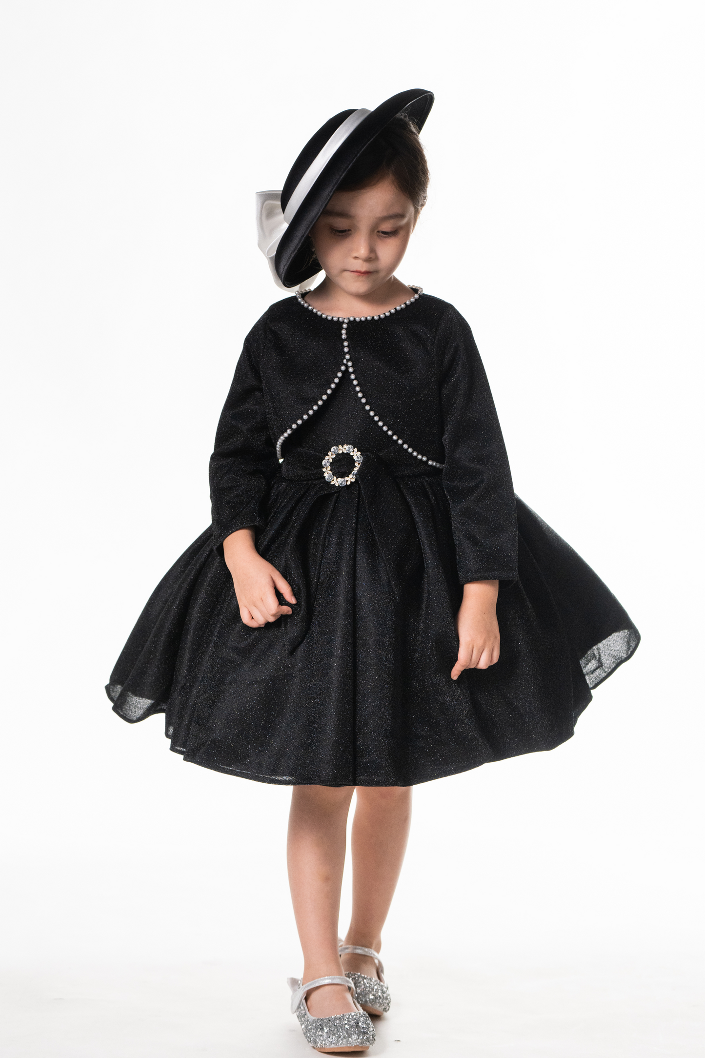 Ready-to-Ship ★ Audrey Black Lurex Set (Cropped Jacket + Dress)