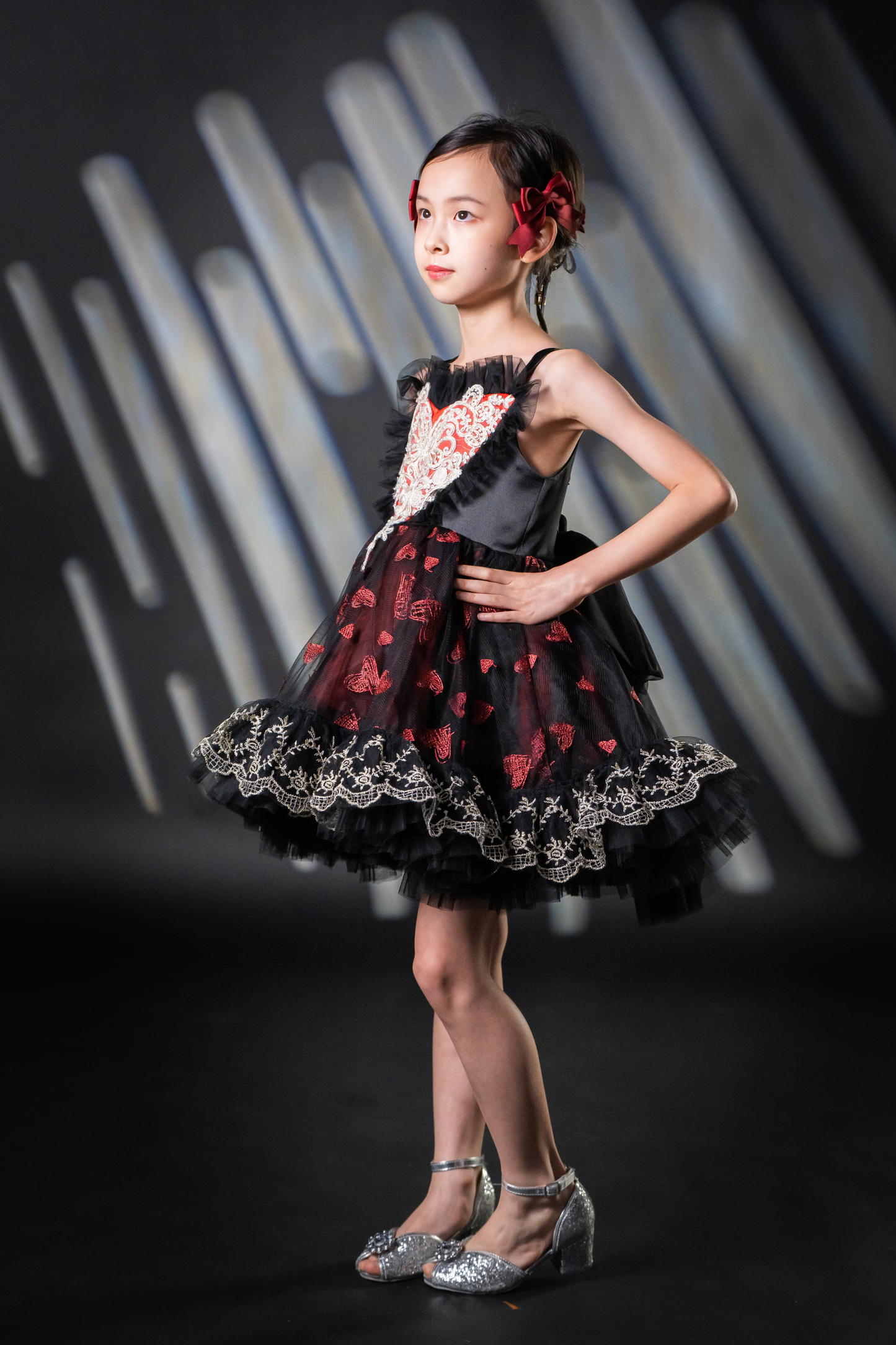 Ready-to-Ship ★ Gothic Heart Black & Red Heart Lace Dress