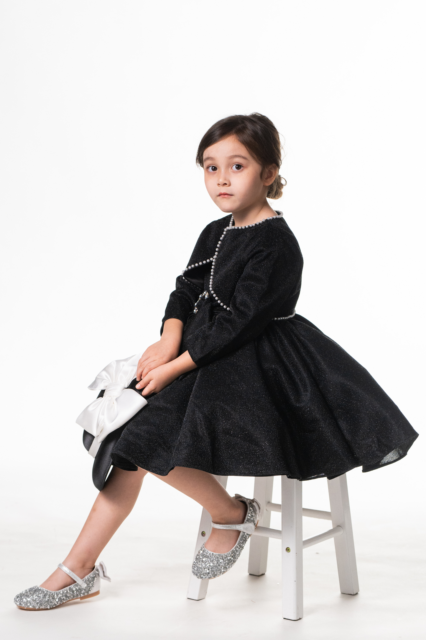Ready-to-Ship ★ Audrey Black Lurex Set (Cropped Jacket + Dress)