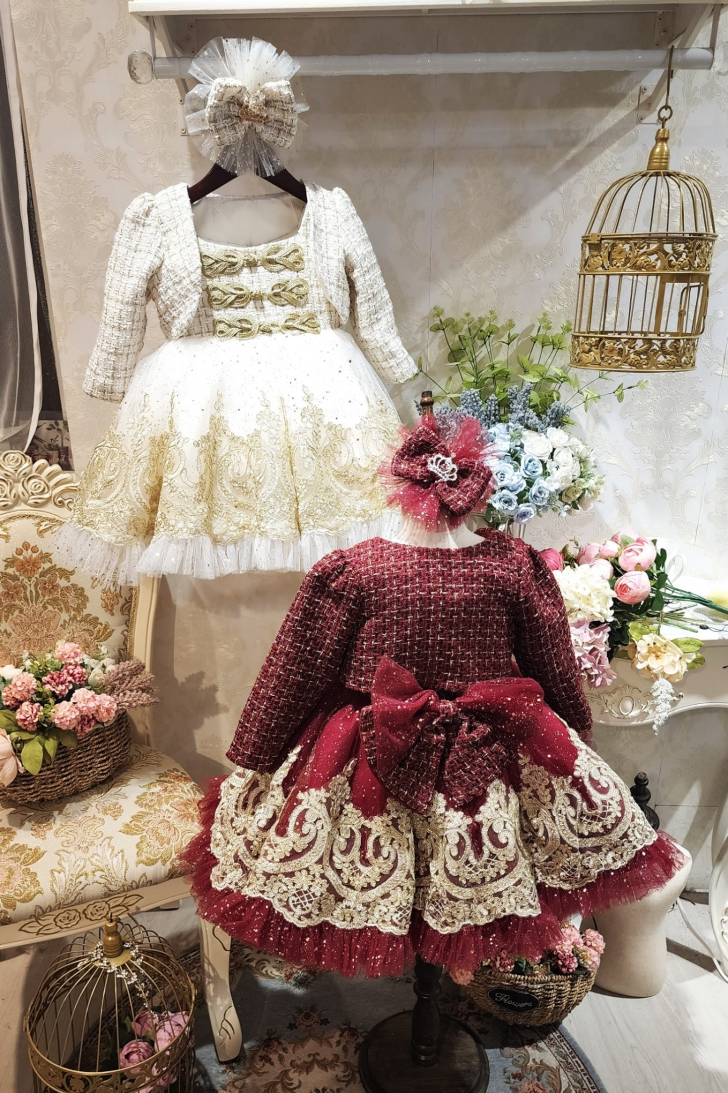 Wine Red Nutcracker Set (Dress + Jacket)