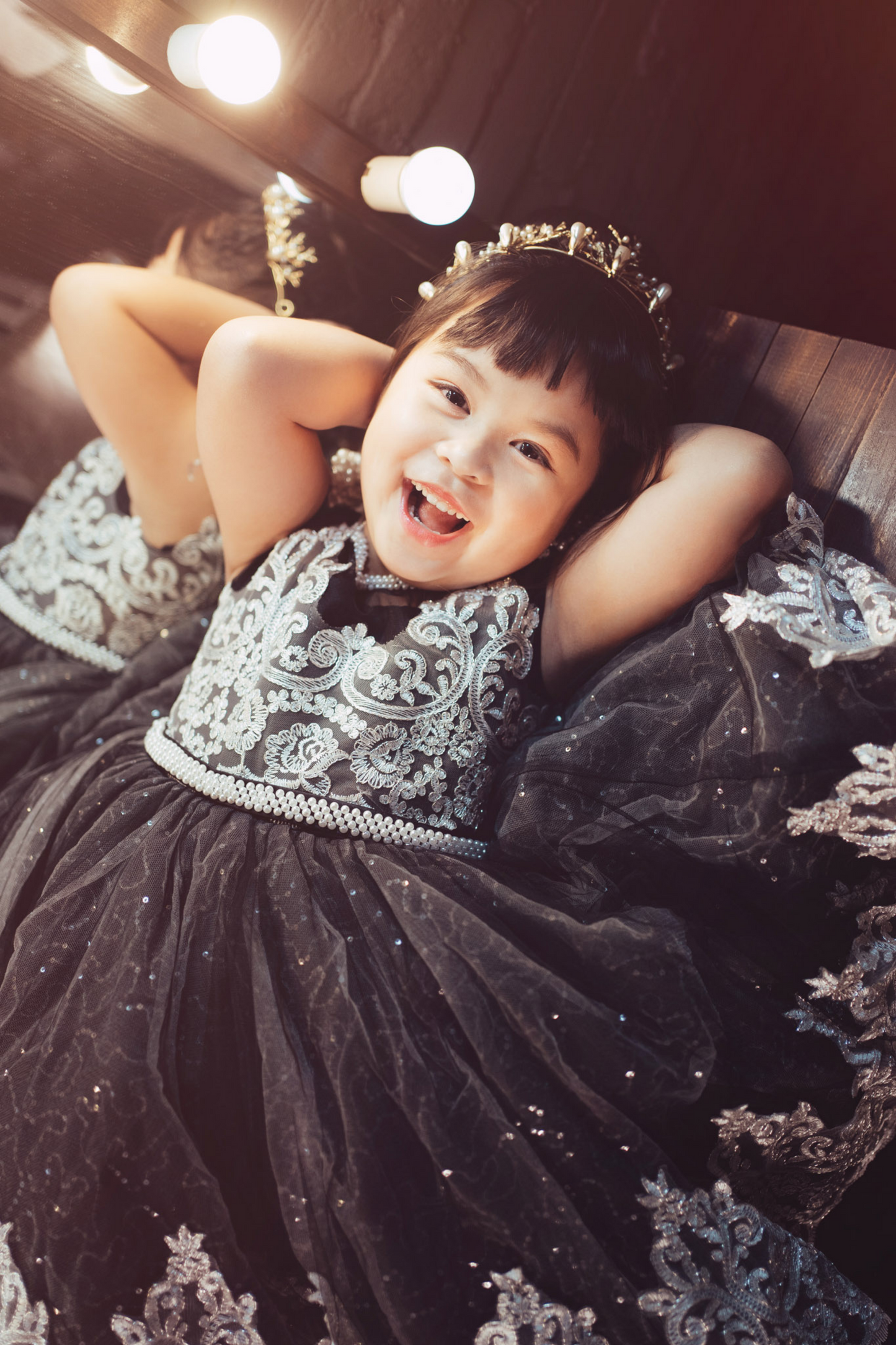 Black Swan - Black & Silver Lace Dress