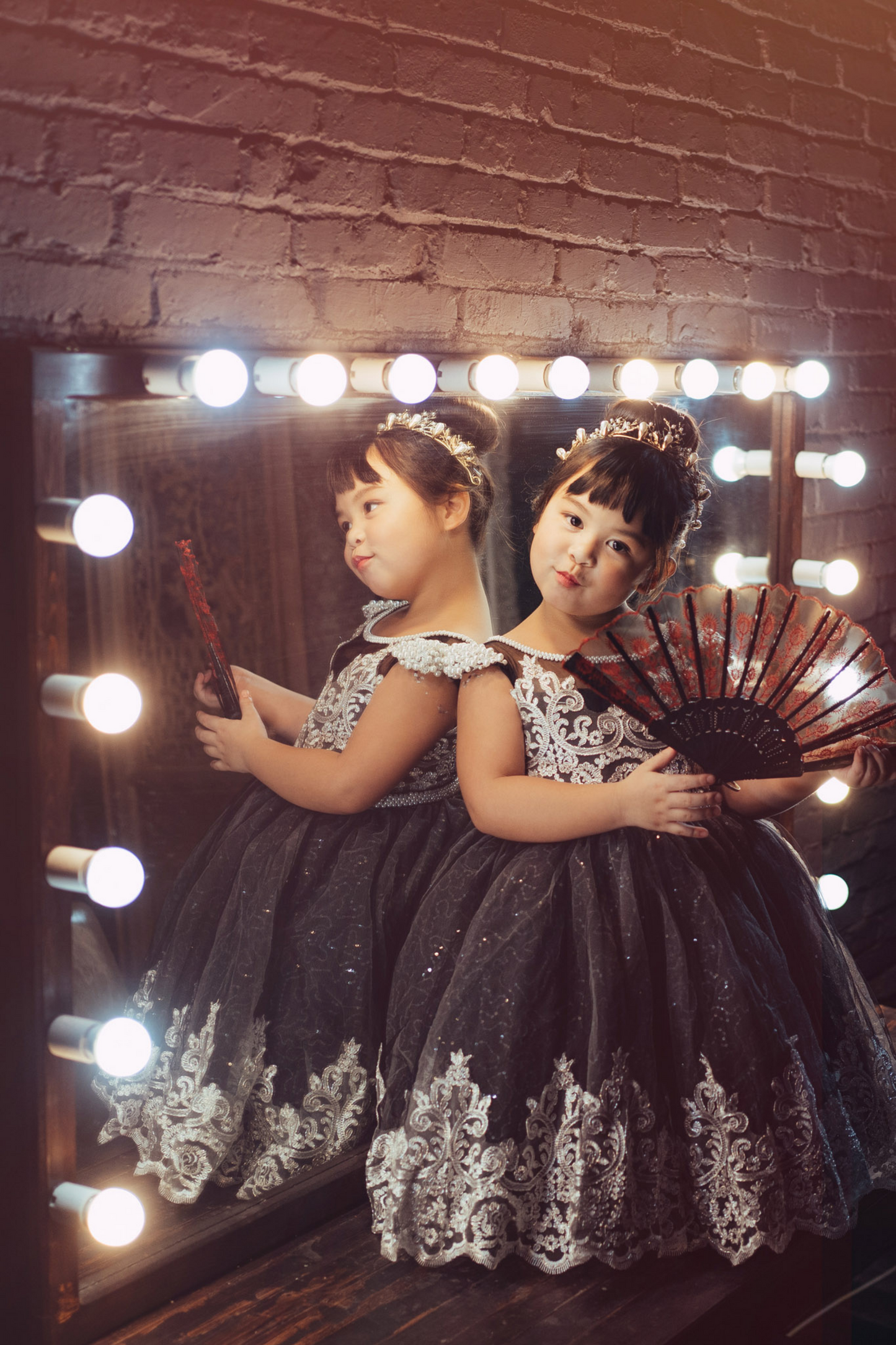 Black Swan - Black & Silver Lace Dress