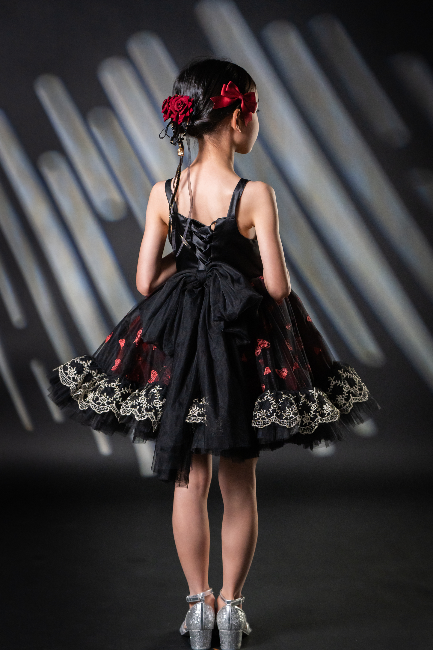 Ready-to-Ship ★ Gothic Heart Black & Red Heart Lace Dress