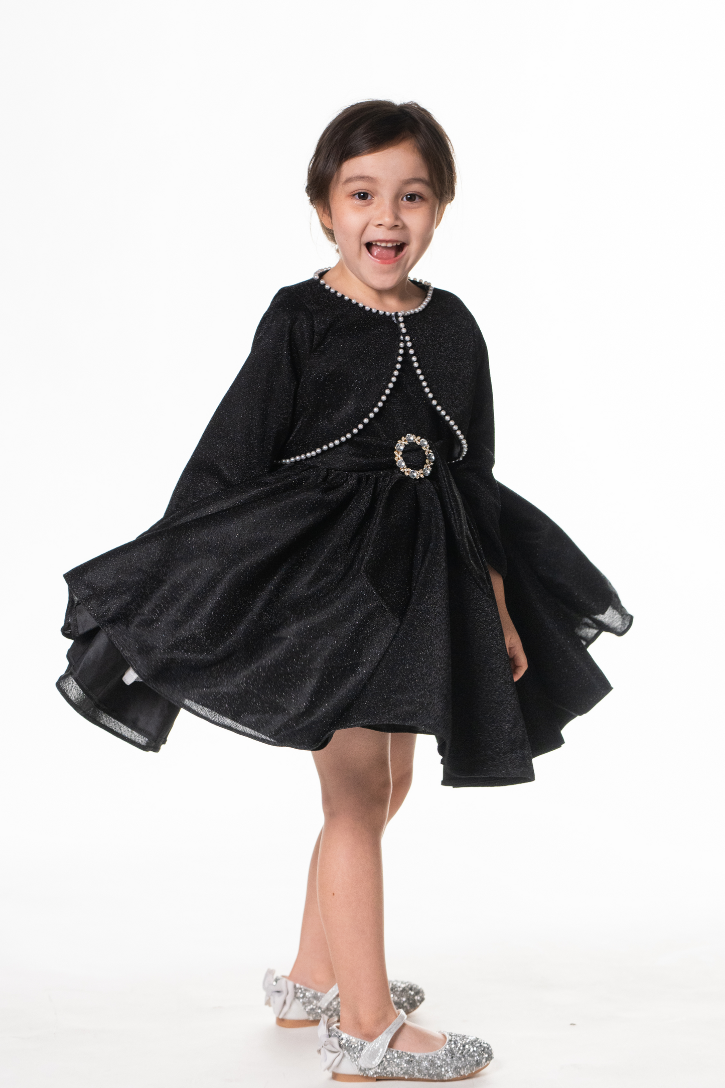 Ready-to-Ship ★ Audrey Black Lurex Set (Cropped Jacket + Dress)