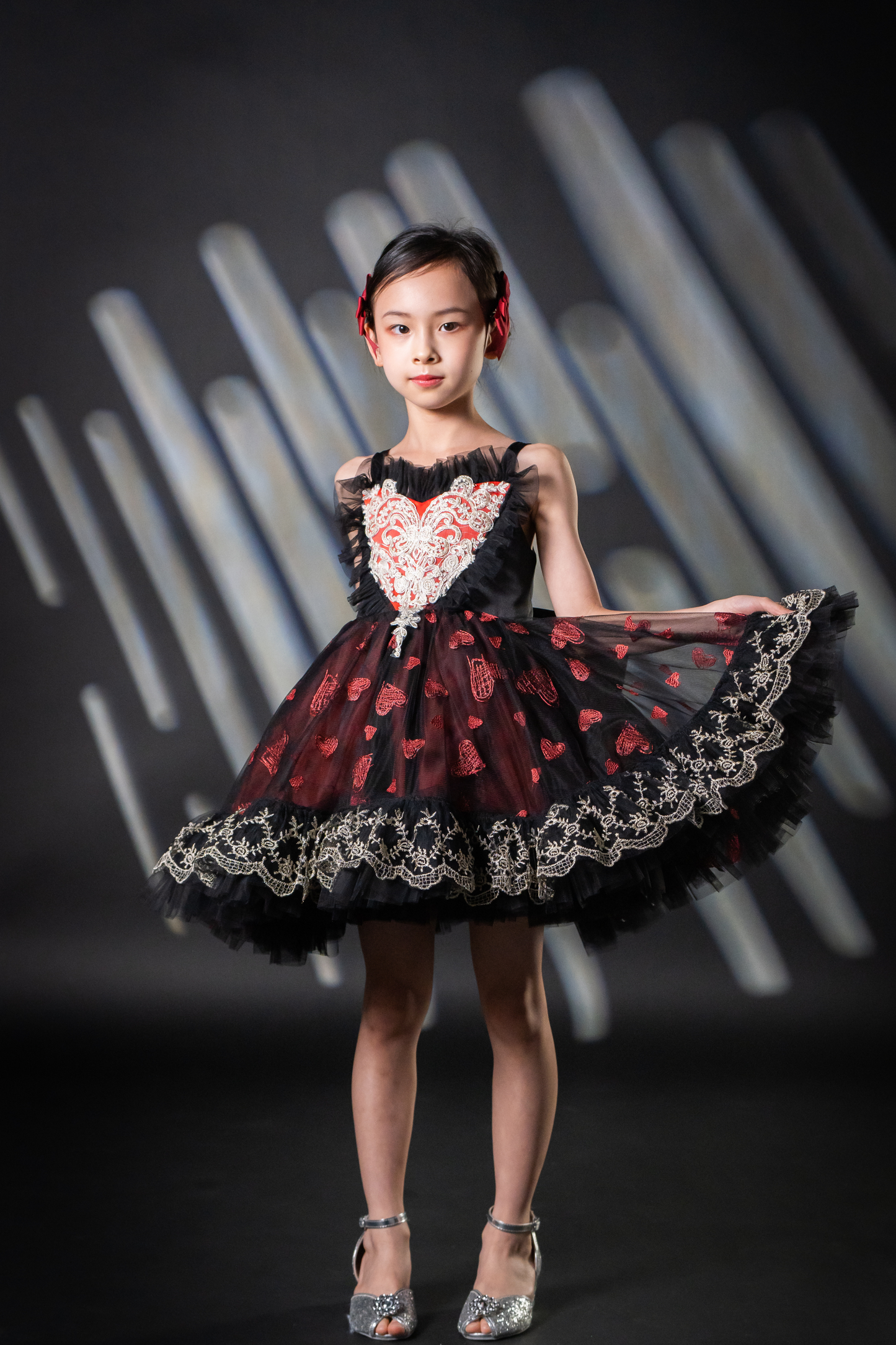 Ready-to-Ship ★ Gothic Heart Black & Red Heart Lace Dress