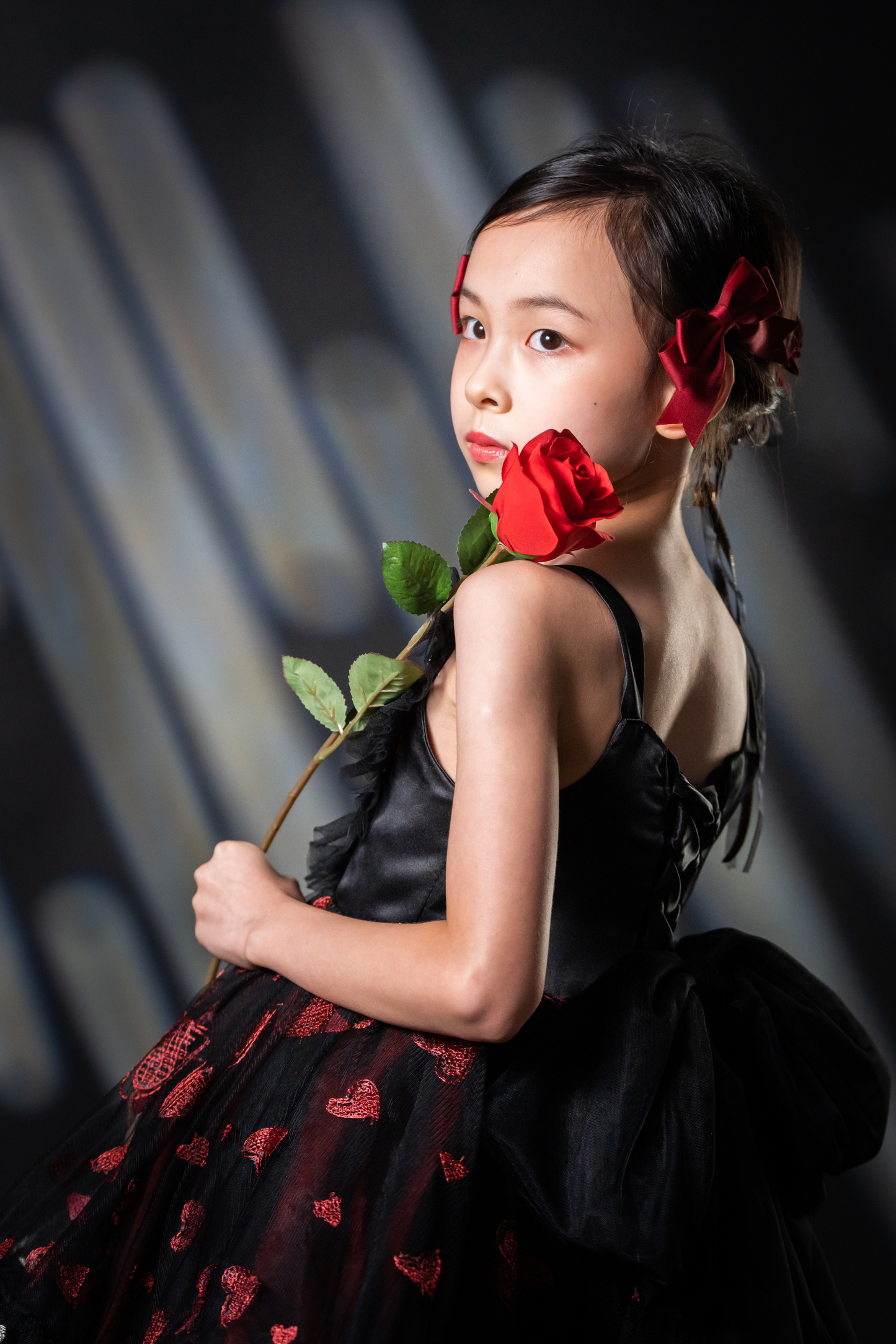 Ready-to-Ship ★ Gothic Heart Black & Red Heart Lace Dress