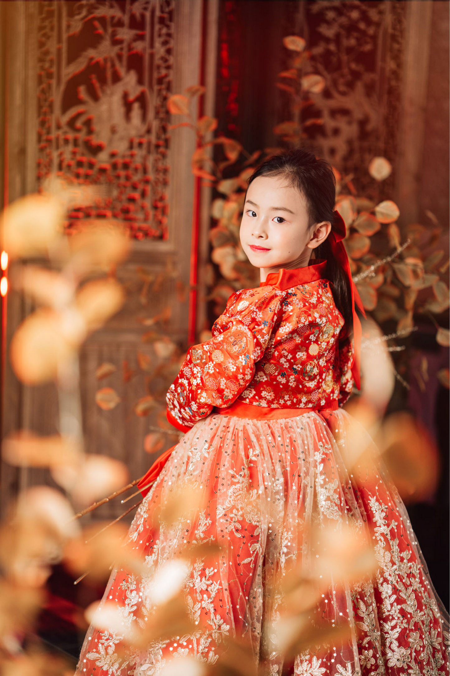 (SOLD OUT) Jade Red & Gold Hanbok Set