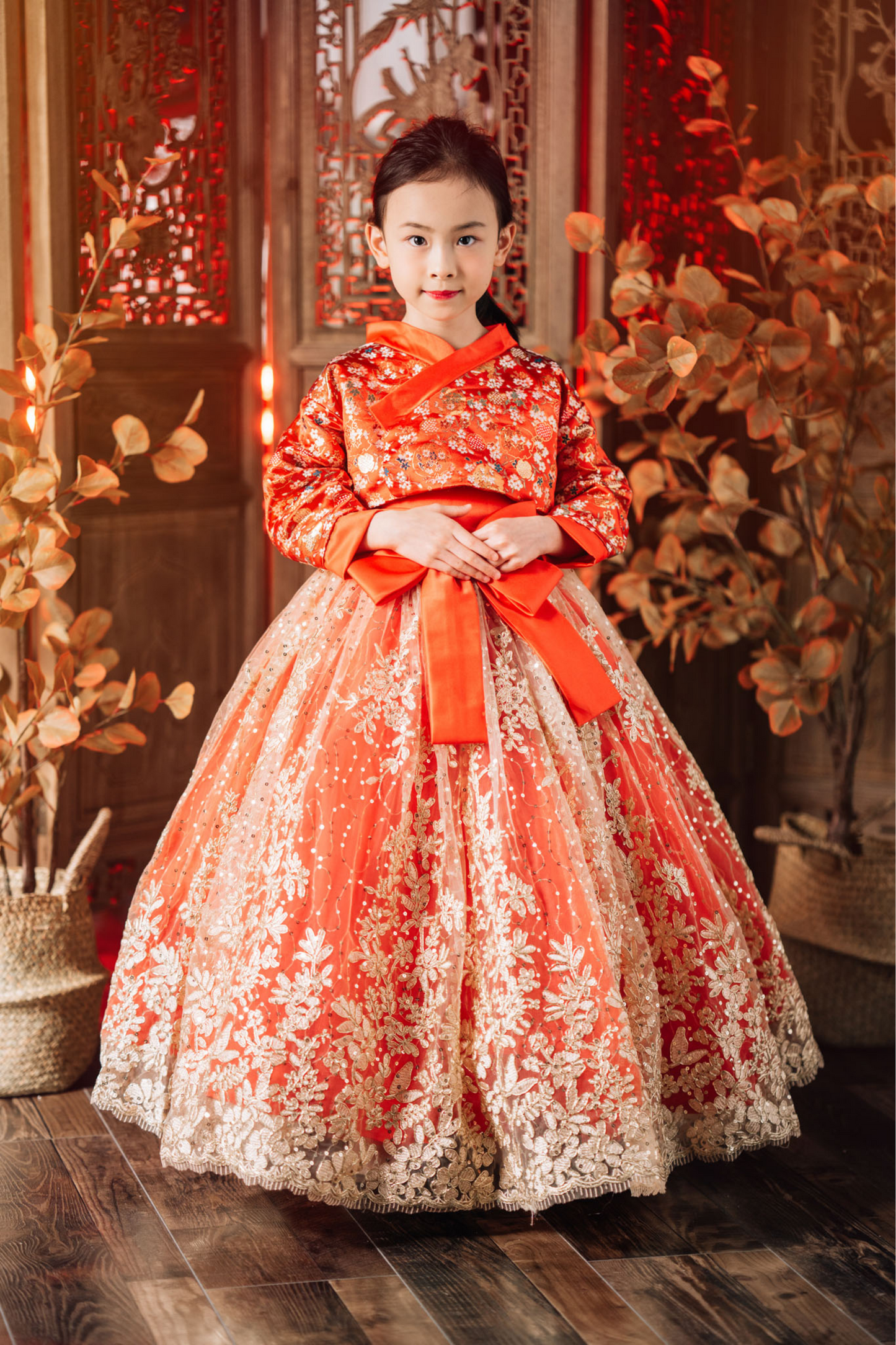 (SOLD OUT) Jade Red & Gold Hanbok Set