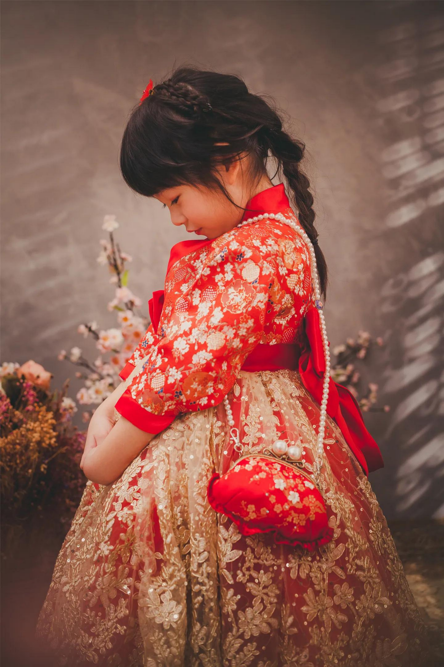(SOLD OUT) Jade Red & Gold Hanbok Set