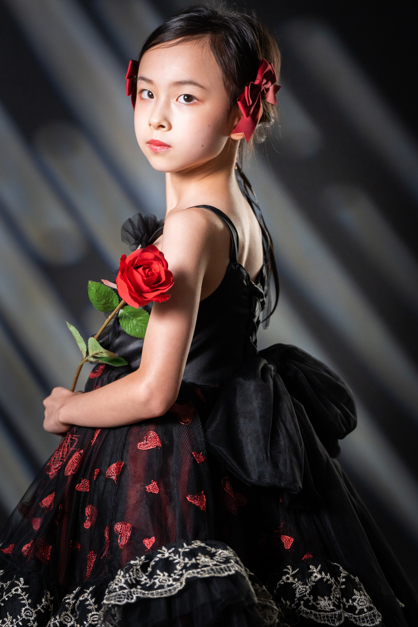Ready-to-Ship ★ Gothic Heart Black & Red Heart Lace Dress