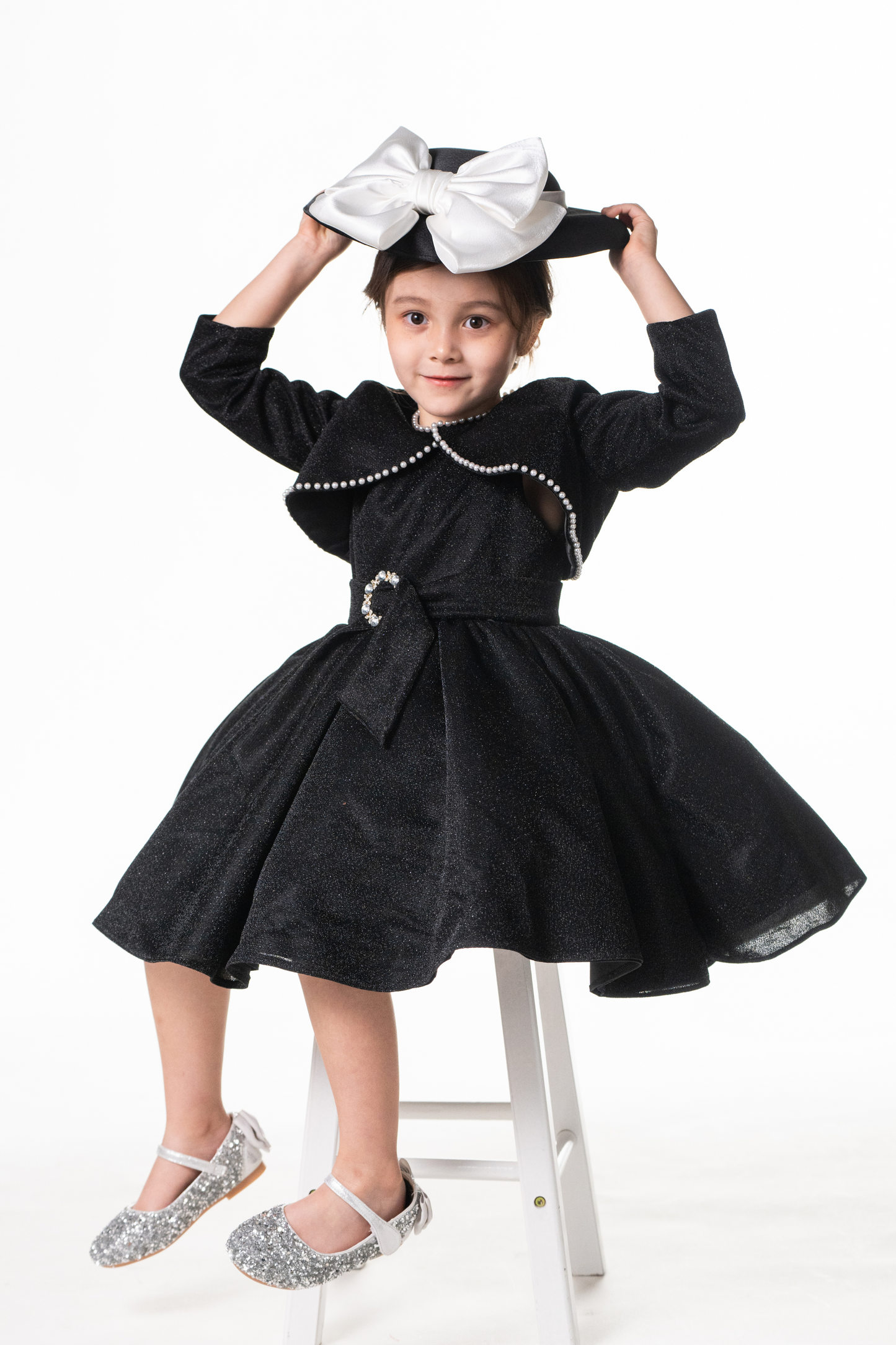 Ready-to-Ship ★ Audrey Black Lurex Set (Cropped Jacket + Dress)