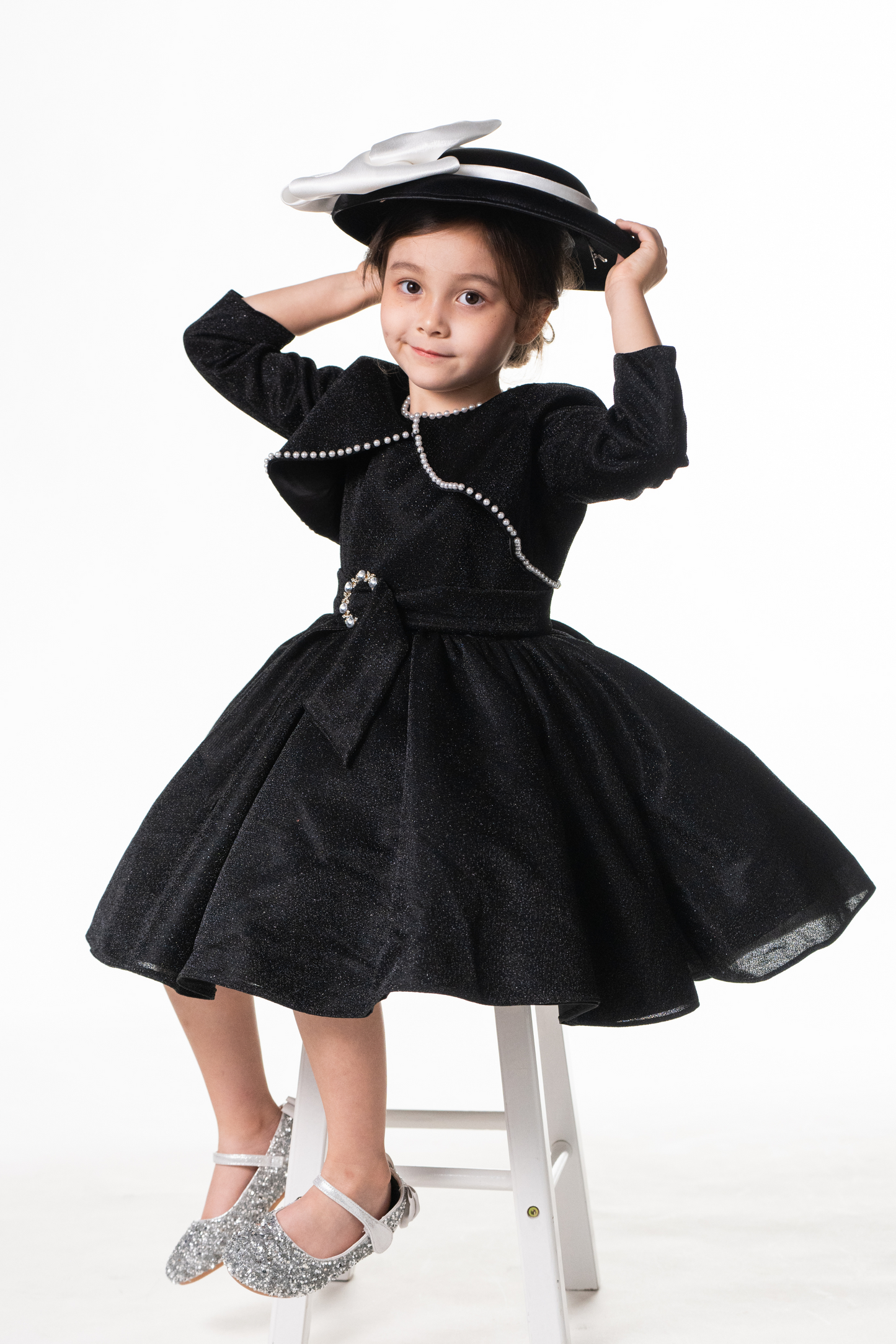 Ready-to-Ship ★ Audrey Black Lurex Set (Cropped Jacket + Dress)