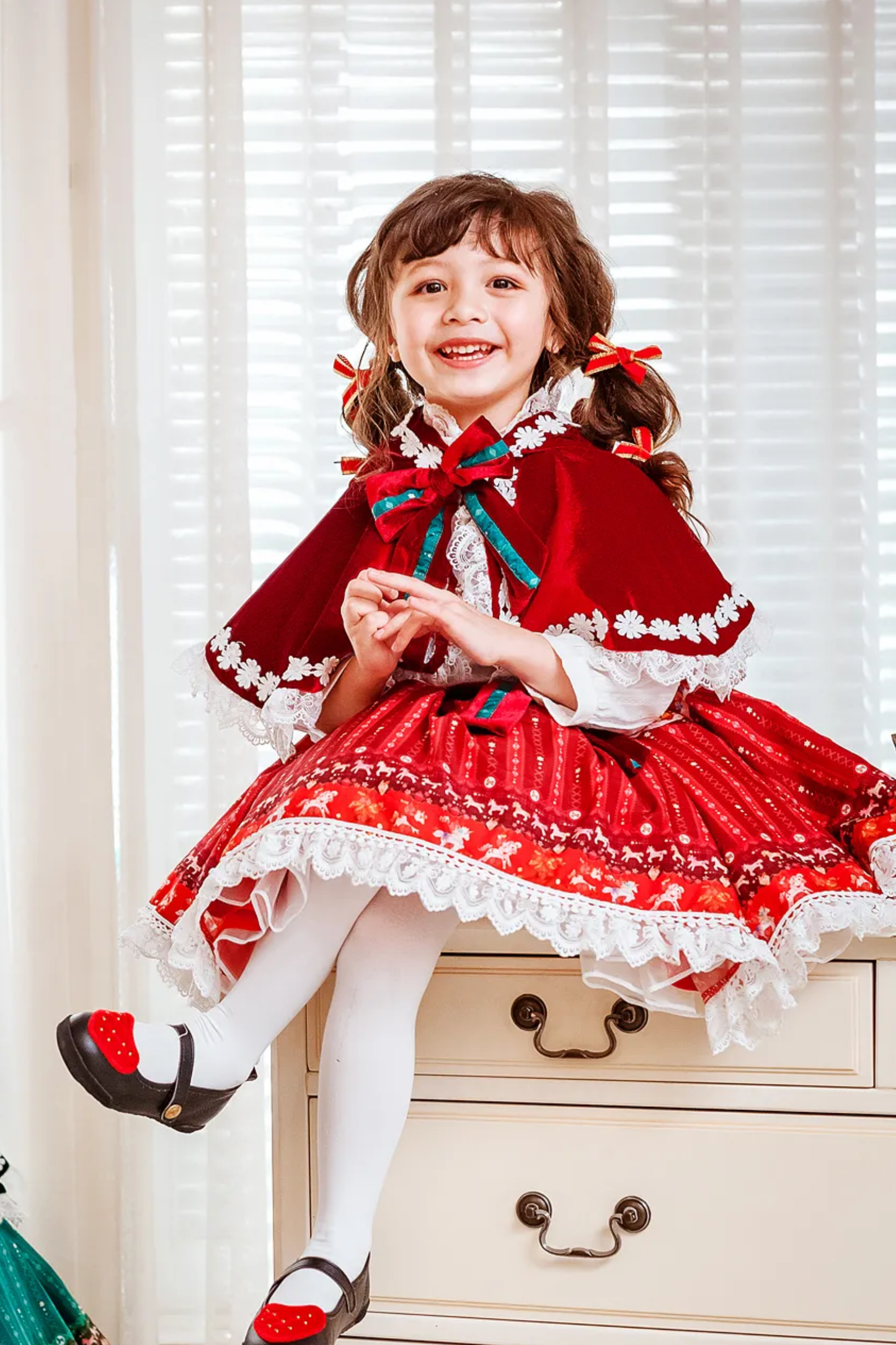 Ready-to-Ship ★ Red Noel ~Christmas Reindeer Cape & Skirt Set~