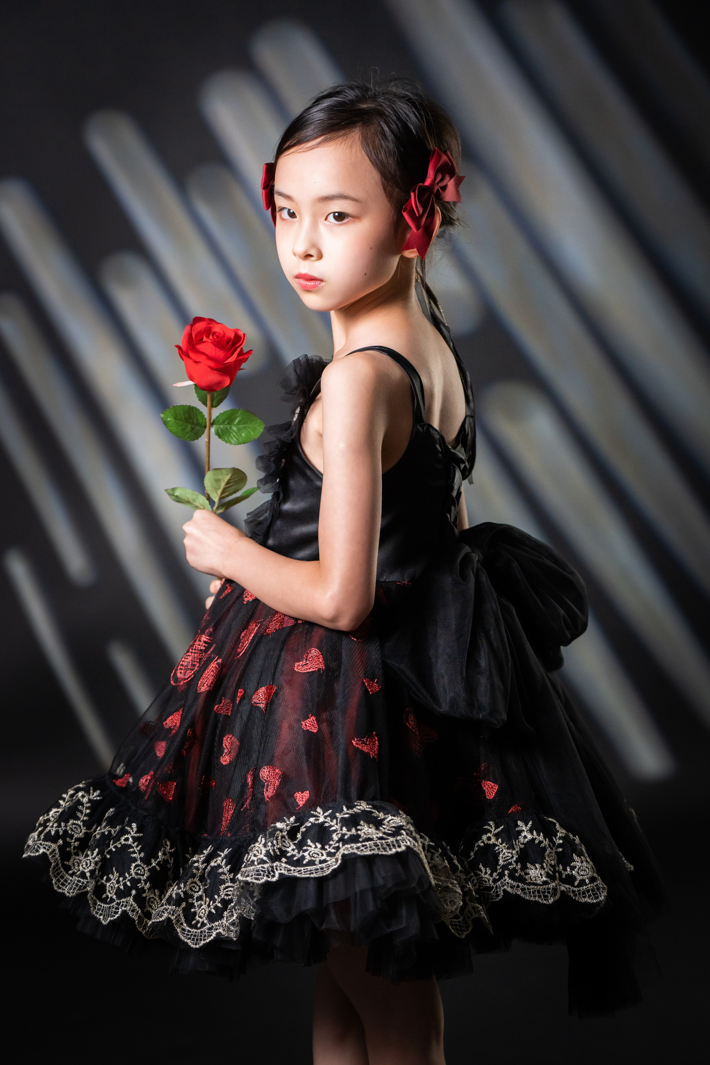 Ready-to-Ship ★ Gothic Heart Black & Red Heart Lace Dress