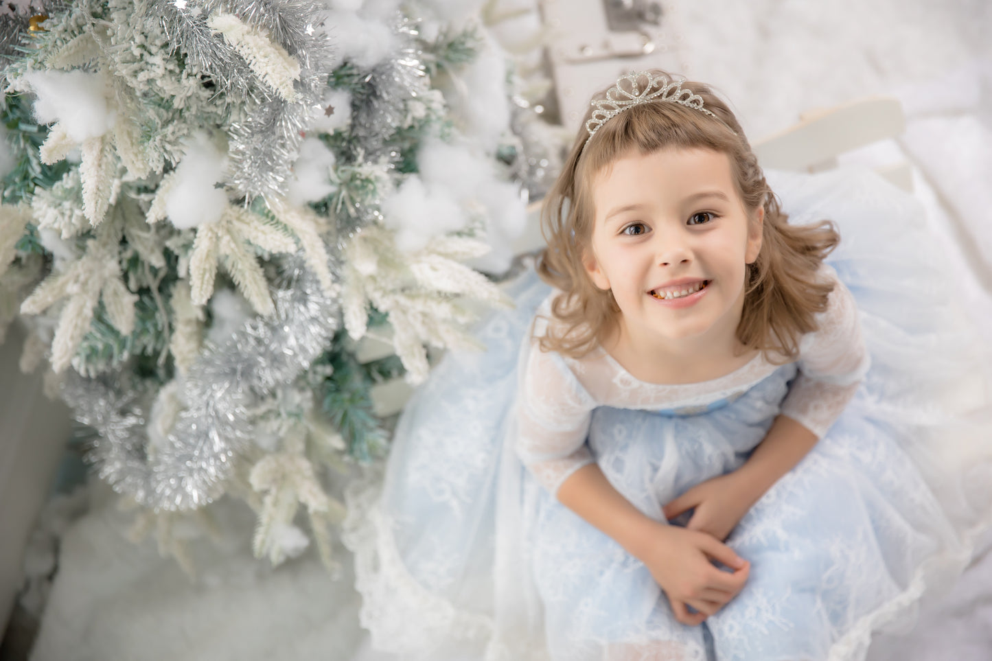 Blue Elsa Long Sleeves Lace Dress