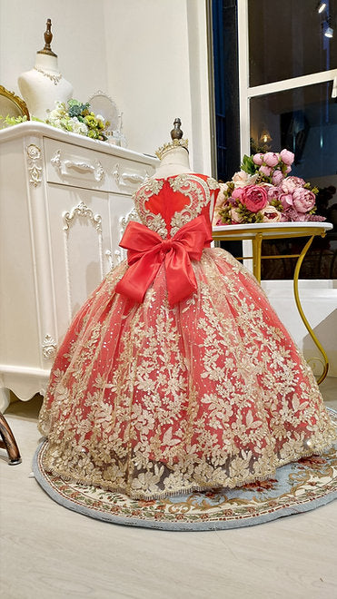 (SOLD OUT) Jade Red & Gold Hanbok Set