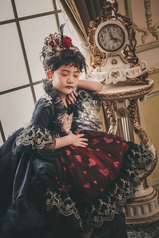Ready-to-Ship ★ Queen of Hearts Red & Black Lace Set (Dress & Coat)