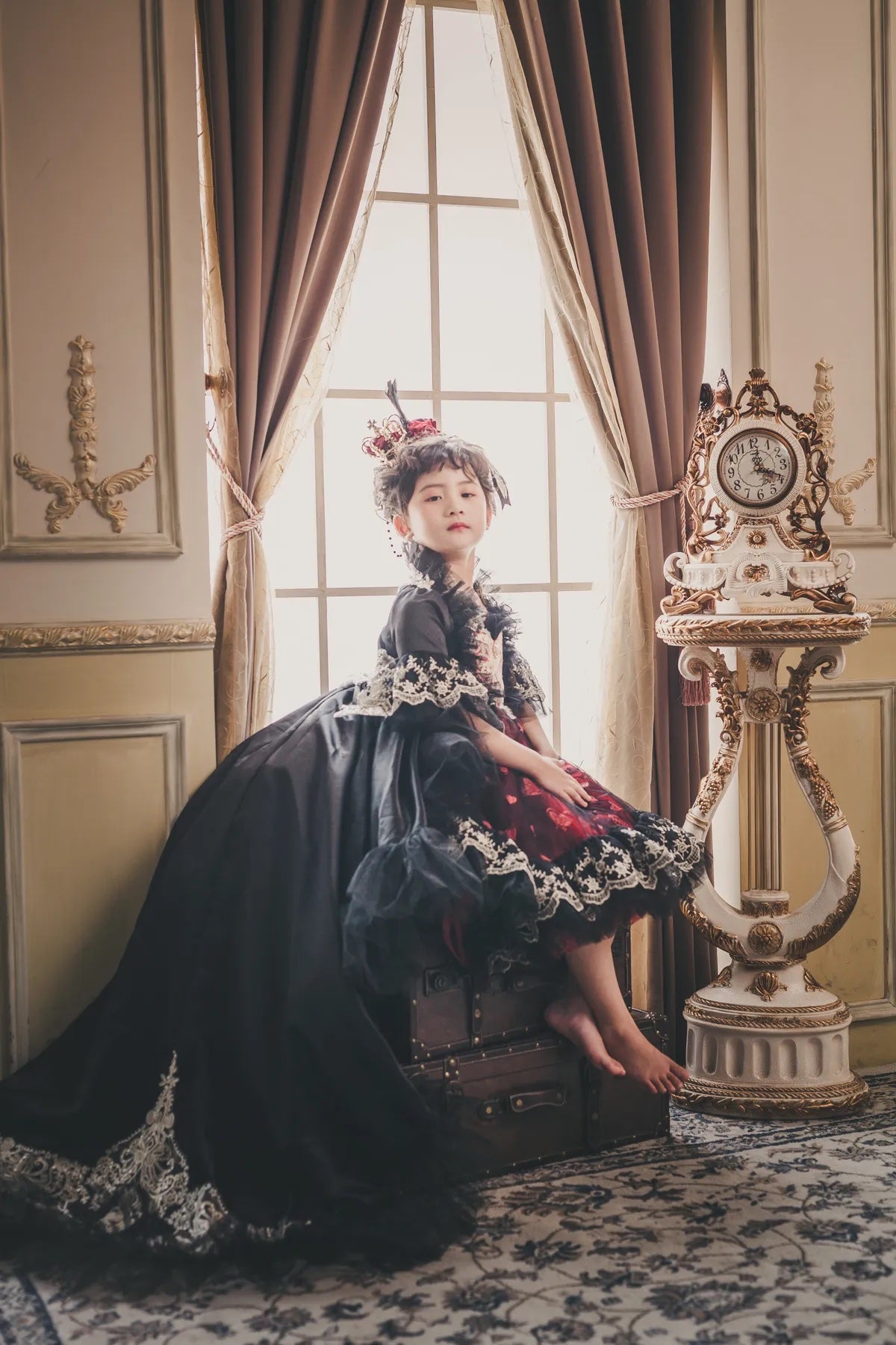 Ready-to-Ship ★ Queen of Hearts Red & Black Lace Set (Dress & Coat)